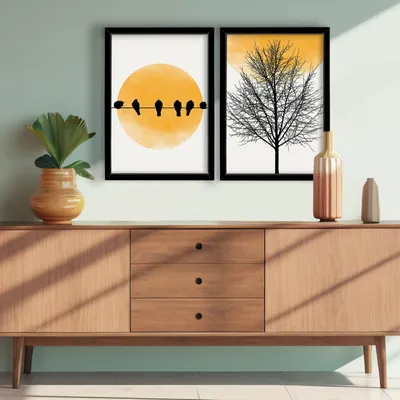 Image de Wallity, 2p3752softct-008, tableau décoratif encadré en MDF (lot de 2), 100 % MDF, multicolore, 38 x 53 cm
