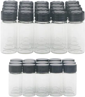 Productafbeelding van Glazen Fles 5/10 ml - Beugelfles - Glazen Flesjes met Dop - Glazen Flesjes - Helder Borosilicaatglas - 35 Stuks - Samplefles