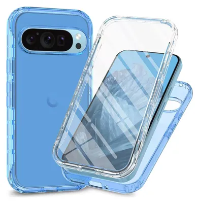 Image de Étui pour Google Pixel 10 / Pixel 10 Pro, bumper avec protecteur d'écran 360° intégré étui de protection intégrale bleu ciel