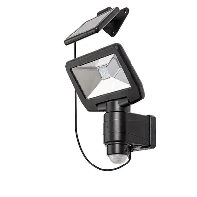 Obrázek produktu pro Rabalux Černý fasádní solární LED reflektor s pohybovým čidlem Dojran 5W IP44 77021