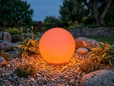 Zdjęcie produktu dla Lampa ogrodowa kula solarna MELO biała fi 30cm RL R55326901