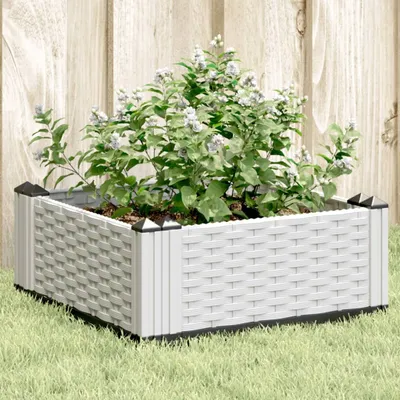 Produktbild von "Rabatt" Garten-Hochbeet/Pflanzkasten/Pflanzkübel - mit Erdspießen Weiß 42,5x42,5x28,5 cm PP - Beete CC16912