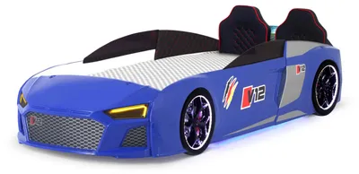 Produktbild von Kinder Autobett V12 Full mit Sound & LED Scheinwerfer in Blau