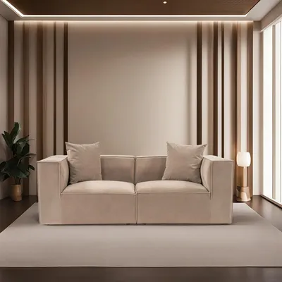 Image de Hanah Home, Sora 2 - Cappucino, canapé 2 places, 100 % charme, cappuccino, 220 x 102 x 75 cm