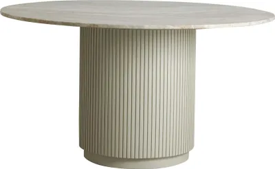Obrázek produktu pro FURNLUX Jídelní stůl Erie Marble White And Beige 140 cm / Hlavní barva: béžová / Rozměry: 140 x 140 x 76 cm