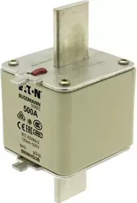 Produktbild von Eaton Sicherungseinsatz, Niederspannung, 500 A, AC 500 V, 120 kA, NH3, gL/gG, IEC, Doppelkennmelder, spannungsführende Grifflasche 500NHG3B