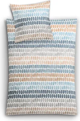 Produktbild von Kleine Wolke Bettwäsche Solid Mako-Satin Sand-beige-blau Größe 1x 135x200 cm + 1x 80x80 cm