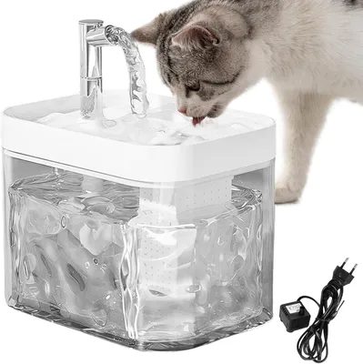 Produktbild von Katzenbrunnen 1.5 l, ultra leise, intelligenter Wasserstopp, Filter, weiß, für Heimgebrauch