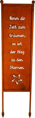 Produktbild von Schild Spruchtafel Gartenschild Edelrost Rost zum Einstecken rostige Gartendeko Nimm Dir Zeit zum träumen es ist der Weg zu den Sternen