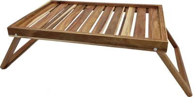 Obrázok produktu pre Podnos na posteľ z agátového dreva cca 49 x 33 cm - s nožičkami / skladací
