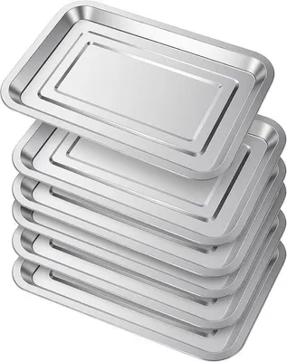 Immagine prodotto di Teglia in acciaio inossidabile, 30 x 20 cm - Set da 6 pezzi, ideale per cuocere al forno e arrostire
