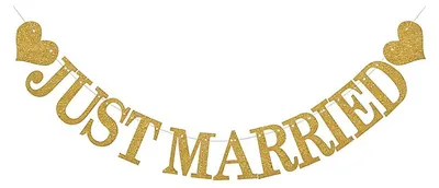 Produktbild von Hochzeitsgirlande Just Married Gold 15cm Glitzerpapier