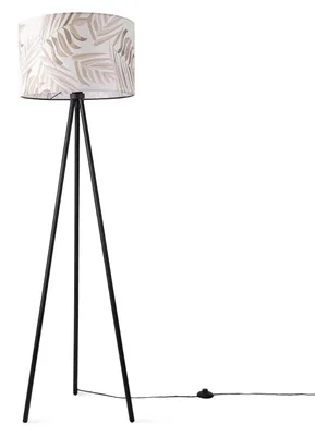 Produktbild von Stehlampe Wohnzimmer Deko Büro Dreibein Lampenschirm Rund Stoff Blumen Jungle
