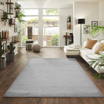 Productafbeelding van Tapijtloper - Laagpolig - Antislip - Zilver - 140 x 200 cm - Wasbaar