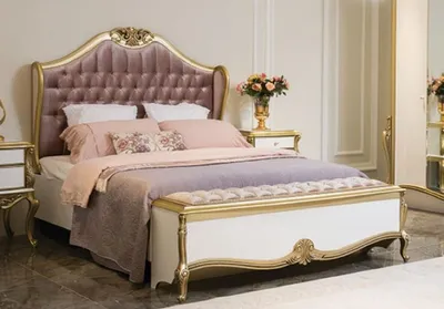 Produktbild von Casa Padrino Luxus Barock Doppelbett Lila / Rosa / Weiß / Gold 170 x 207 x H. 168 cm - Edles Massivholz Bett mit Kopfteil - Prunkvolle Schlafzimmer Möbel im Barockstil