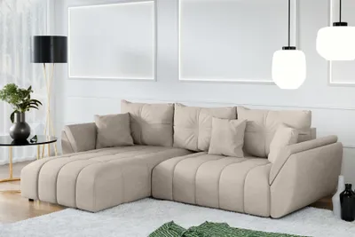 Produktbild von AX LIVING Ecksofa mit Schlaffunktion Verciani L Sofa Hellbraun 280 cm