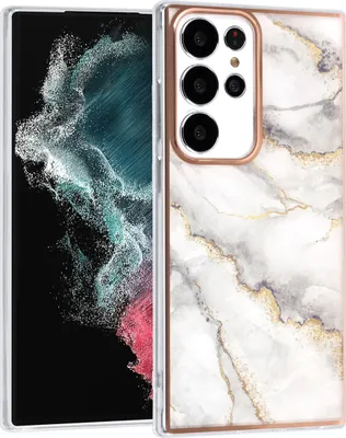 Produktbild von UNIQ Accessory Galaxy S23 Ultra TPU Backcover - Marble White