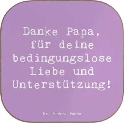 Produktbild von Mr. & Mrs. Panda Tischuntersetzer Spruch Danke Papa - Lavendeltraum - Geschenk, lieben, Untersetzer Gläser, Tischschoner, Bedanken, Coaster, Aufmerksamkeit, schätzen, für