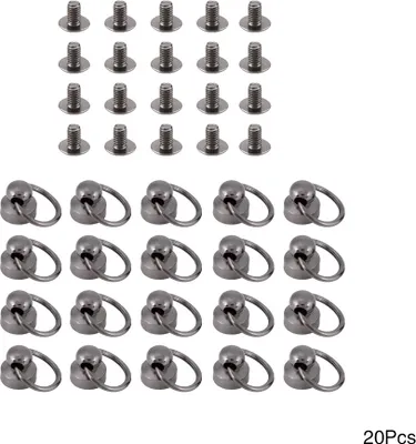 Produktbild von 20pcs DIY Leder Handwerk Metall Niete mit Ring Schnalle für Geldbeutel / Handyhülle Dekoration (schwarz)