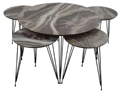Image de Table basse en bois gris au design moderne et tables d'appoint