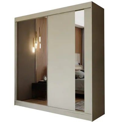 Image de Armoire Gabo de 200 cm avec miroir, comprenant 2 portes coulissantes (couleur : cachemire)