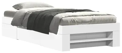 Image de vidaXL Sommier avec rangement Blanc 80 x 200 cm Panneau de particules