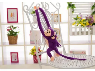 Produktbild von Leantoys Maskottchen Plüsch Affe mit Baby, lila 70 cm