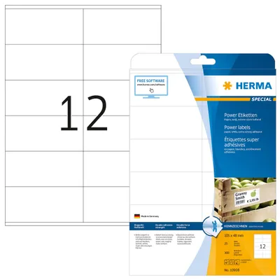 Produktbild von Etiketten A4 weiß 105x48 mm extrem stark haftend Papier matt 300 St.