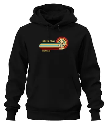 Obrázok produktu pre Santa Cruz California Retro Palm Sunset Beach Surfer Uni mikina s kapucňou, čierna, S
