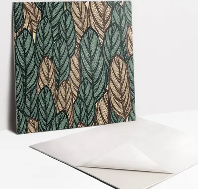 Obrázek produktu pro Nálepky na dlaždice do koupelny a kuchyně - 9 PVC dlaždic s vlastnostmi samolepení 30 x 30 - Nakreslené boho listy