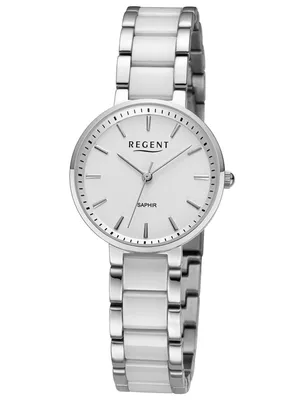 Produktbild von Regent Damen Uhr Metallarmband Keramik Armbanduhr Analog silber URF1463