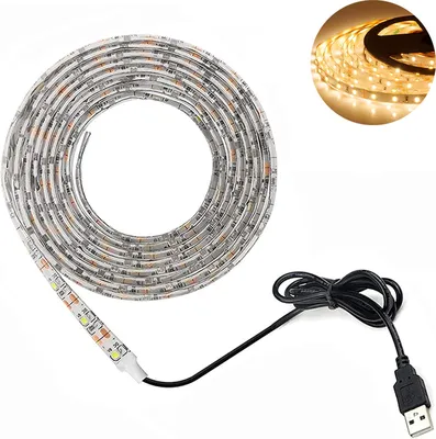 Produktbild von 5m LED Streifen SMD 2835 Wasserdicht USB TV Hintergrundbeleuchtung Lichtband Lichtleiste, Warmweiß