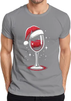 Produktbild von Wein Weihnachtsmütze Weinglas Winzer Weinliebhaber - Weihnachten Weihnachtsgeschenk Christmas Herren T-Shirt, Grau, L