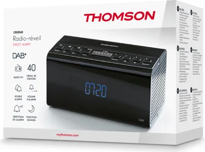 Obrázek produktu pro Thomson CR50DAB, Digitální budík, Obdélník, Černá, DAB+, FM, Knoflíky, LCD