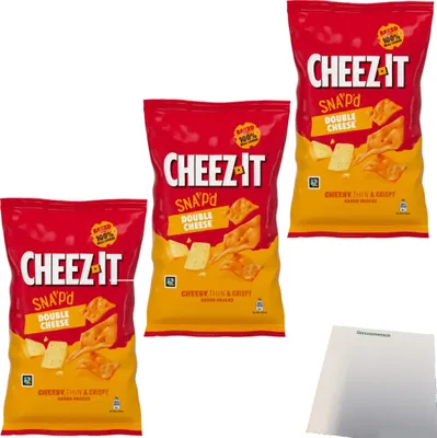 Produktbild von Cheez-It Double Cheese 3er Pack (3x120g Beutel) + usy Block
