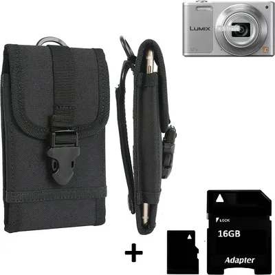 Produktbild von K-S-Trade Kameratasche Gürteltasche kompatibel mit Panasonic Lumix DMC-SZ10 Outdoor Gürtel Tasche für Kompaktkamera + 16GB Speicherkarte Holster