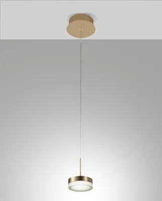 Produktbild von Dunk - Einzelne Pendelleuchte aus satiniertem Messing von Fabas Luce - 8W dimmbare LED, modernes Design