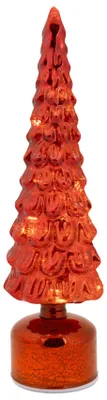 LED-Weihnachtsbaum aus Glas, rot, 11x11x39 cm, ohne Batterien