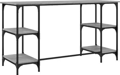 Produktbild von vidaXL Schreibtisch Grau Sonoma 140x50x75 cm Metall Holzwerkstoff