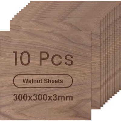 Produktbild von Omgoods – Multiplexplatten aus Walnussbaumholz – 10 Stück, 300x300x3 mm, ideal für DIY-Projekte