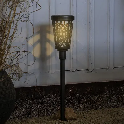 Produktbild von Star Trading 481-92 LED-Solar-Wegeleuchte "Sinnia", Kunstst., schwarz, schwarz, warmwhite LED, 13,5x62 cm, Solarpanel