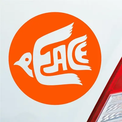 Produktbild von Auto Aufkleber Peace 70s Weltfrieden Taube Frieden 10x10 cm Orange Sticker Heckscheibenaufkleber