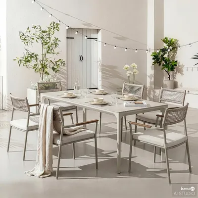 Produktbild von home24 Gartenessgruppe - 7-teilig - Aluminium / Granit - Grau