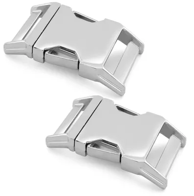 Metall-Klickschnalle, 2 Stück, 15 mm Band, silber, Zinkdruckguss