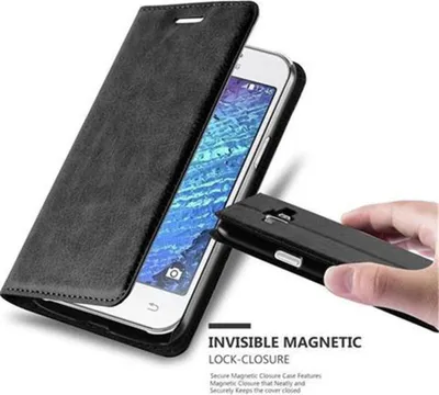 Produktbild von Cadorabo Hülle für Samsung Galaxy J1 2015 Schutz Hülle in Schwarz Handyhülle Etui Case Cover Magnetverschluss