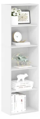 Bücherregal 5 Fächer offen, Weiß, 40,1x23,9x132,1 cm