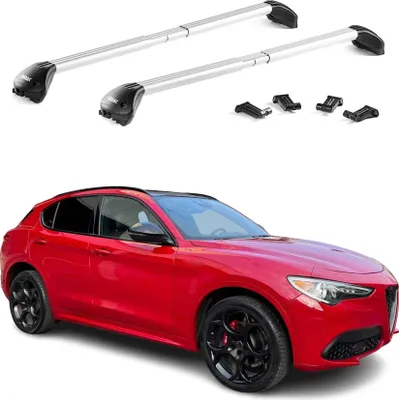 Produktbild von Dachträger Relingträger für Alfa Romeo Stelvio 2016-2025 Alu Silber 2 tlg ABE