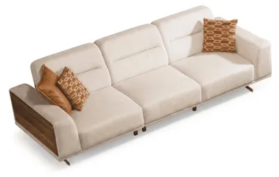 Immagine prodotto di Divano a 3 posti, moderno, beige, morbido, confortevole, compatto. Cuscini moderni