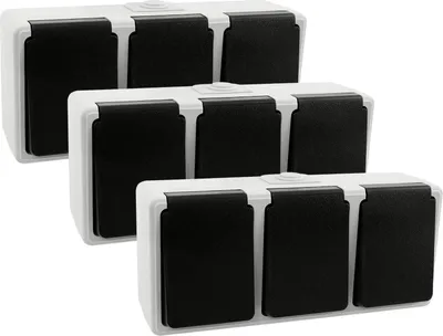 Produktbild von 3er Set TAFF 3-fach Steckdose Feuchtraum Aufputz Dreifachsteckdose IP44