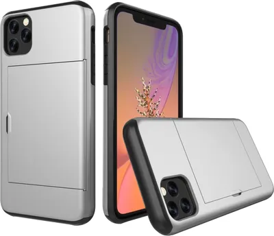Produktbild von Hülle für Apple iPhone 11 Pro 2019 5.8 Zoll mit Kartensteckplatz Case Cover Stoßfest Silber